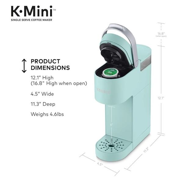 Keurig K-Mini Plus Single Serve K-Cup Pod Coffee Maker, 6 to 12oz, Misty Green - Picture 2 of 3